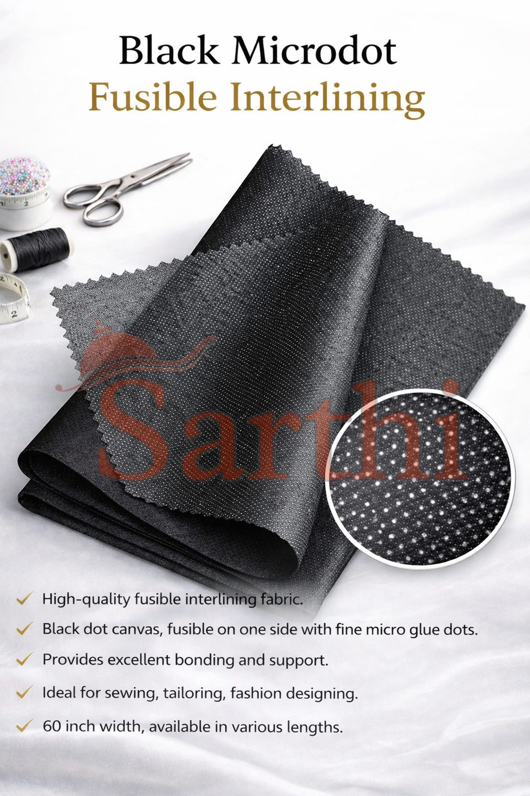 Black Microdot Soft and Thin Canvas